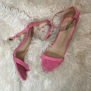 Pink Suede Strappy Heels